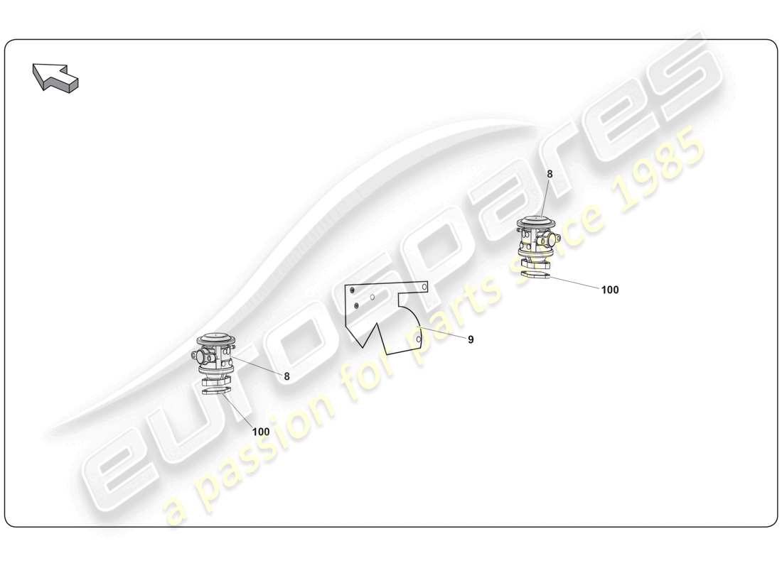 lamborghini super trofeo (2009-2014) diagramma delle parti del controllo delle emissioni