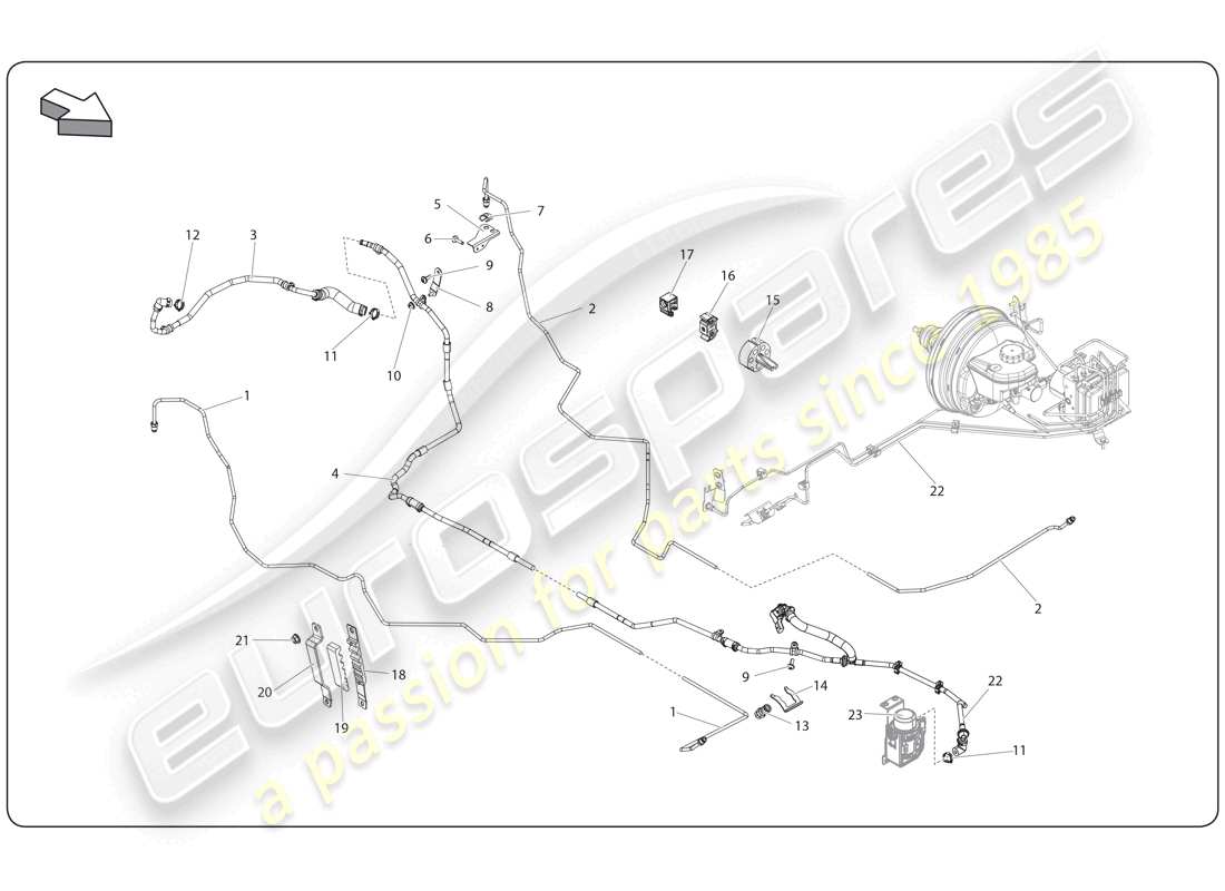 lamborghini super trofeo (2009-2014) sistema di frenaggio diagramma delle parti