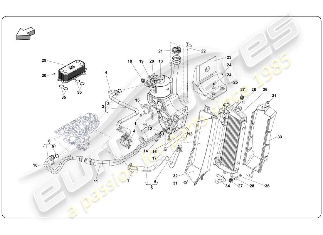 lamborghini super trofeo (2009-2014) schema delle parti del sistema dell'olio