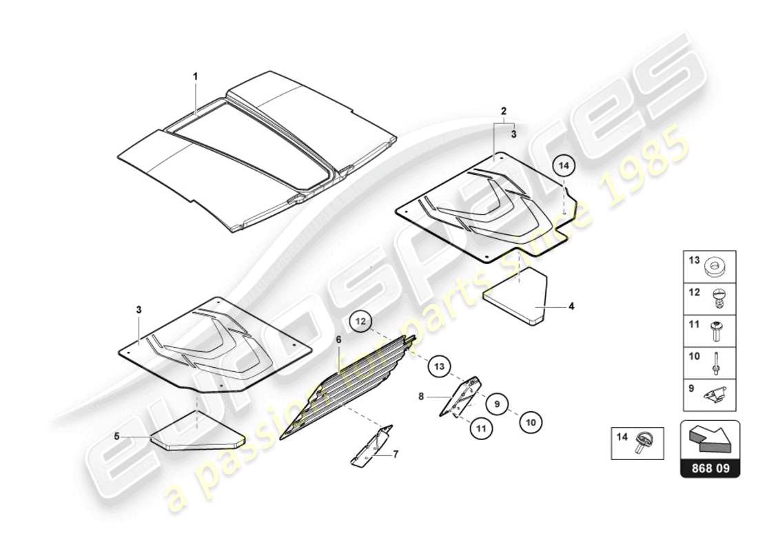 lamborghini sian (2021) decorazione interna diagramma delle parti