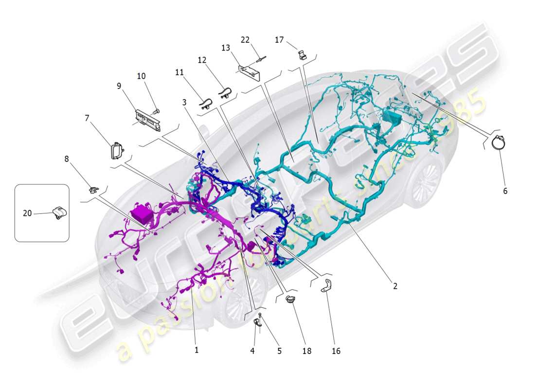 maserati ghibli fragment (2022) schema delle parti del cablaggio principale