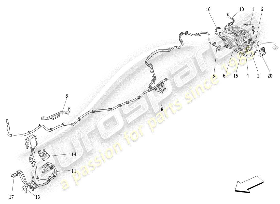 maserati ghibli (2021) schema delle parti del cablaggio principale