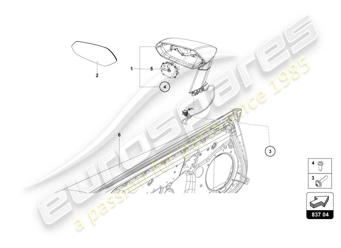 lamborghini 2012 (lp700-4 coupe)) specchio esterno schema delle parti