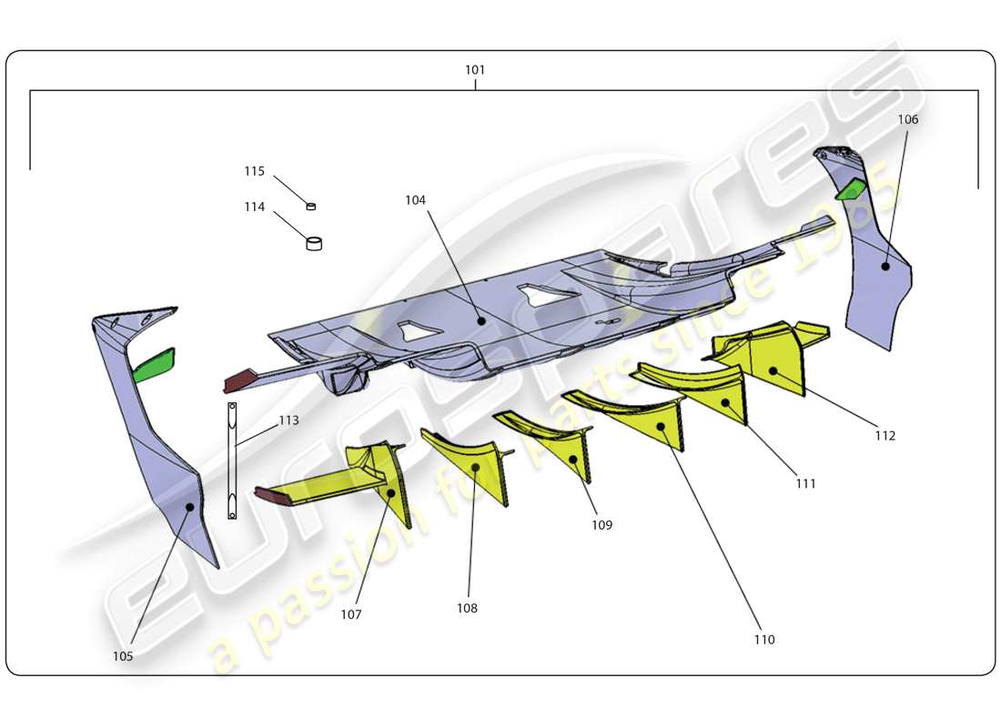 lamborghini super trofeo (2009-2014) diffusore posteriore - fl schema delle parti