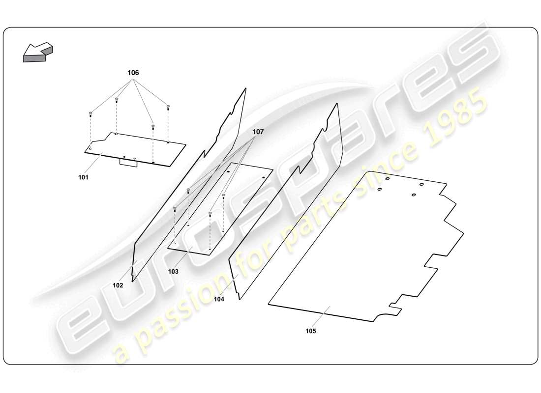 lamborghini super trofeo (2009-2014) interno diagramma delle parti