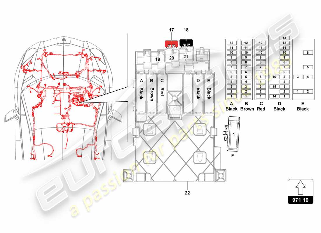 lamborghini centenario coupe (2017) fusibili diagramma delle parti