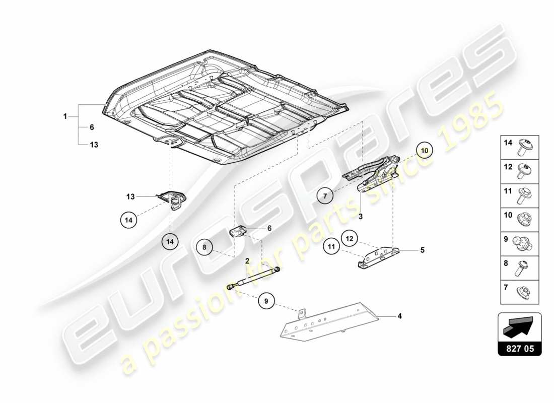 lamborghini 2019 (lp610-4 spyder) schema delle parti del coperchio posteriore