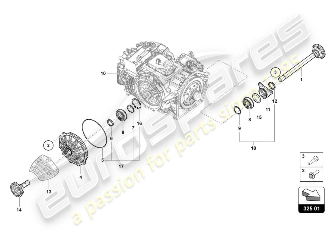 lamborghini 2020 (performante coupe) albero flangiato con cuscinetto schema parte