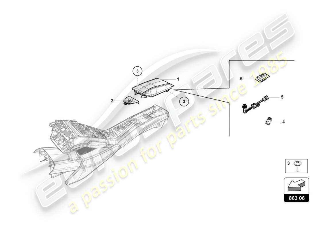 lamborghini lp580-2 spyder (2017) vano portaoggetti diagramma delle parti