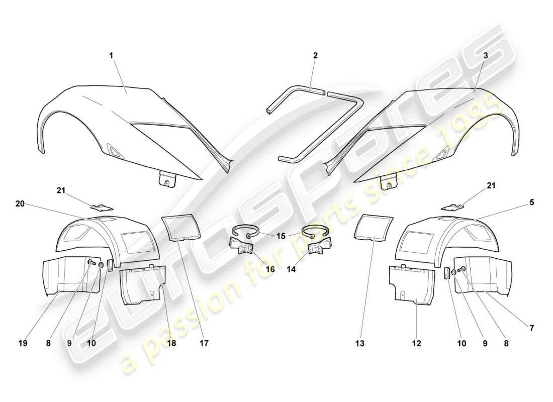 lamborghini murcielago roadster (2006) schema delle parti ala anteriore