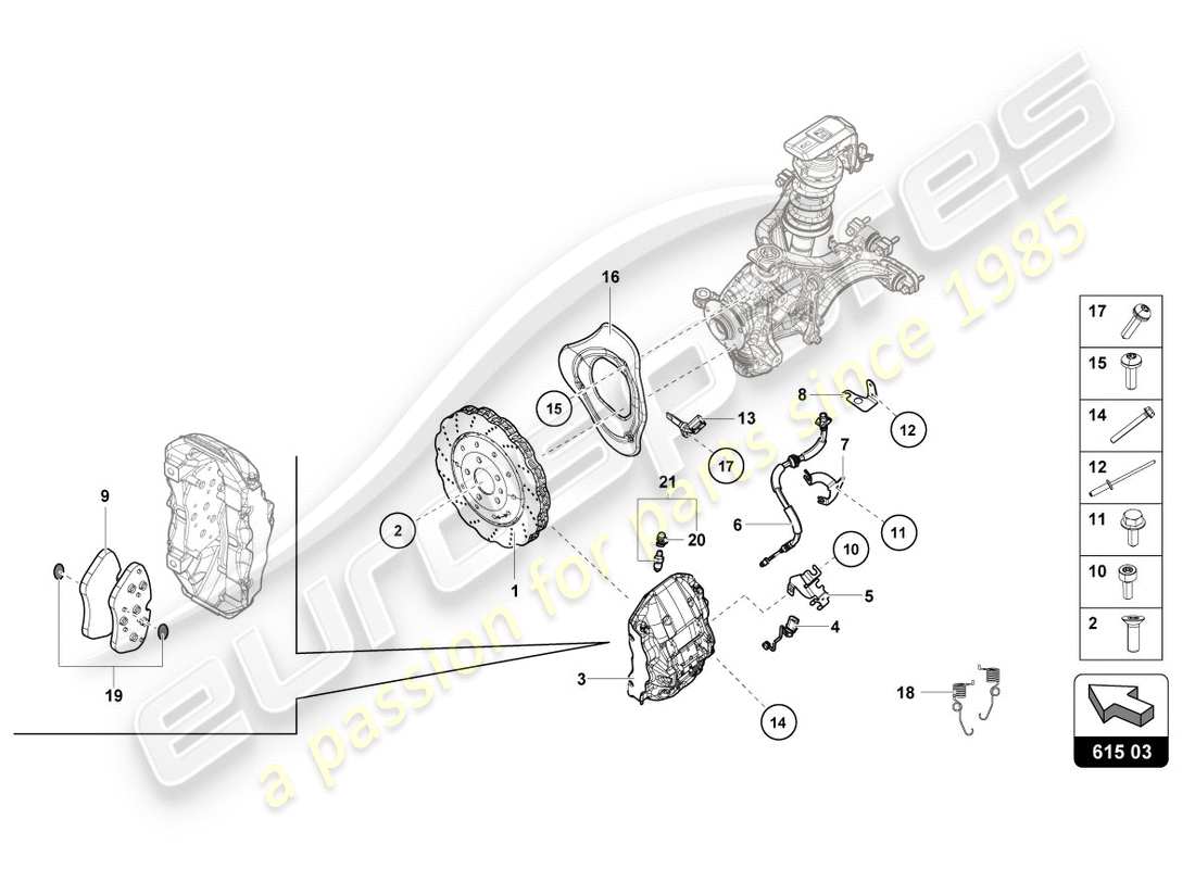 lamborghini lp580-2 spyder (2018) disco freno (ventilato) anteriore schema della parte