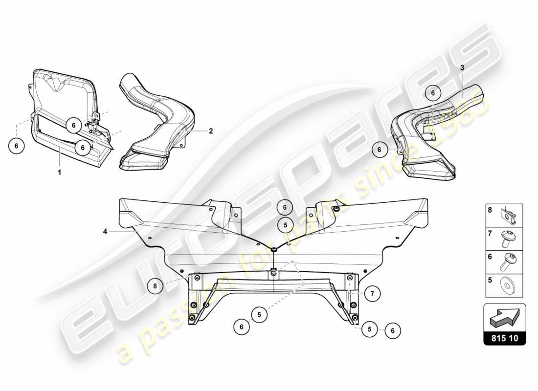 lamborghini centenario roadster (2017) schema delle parti anteriore in cartone condotto aria