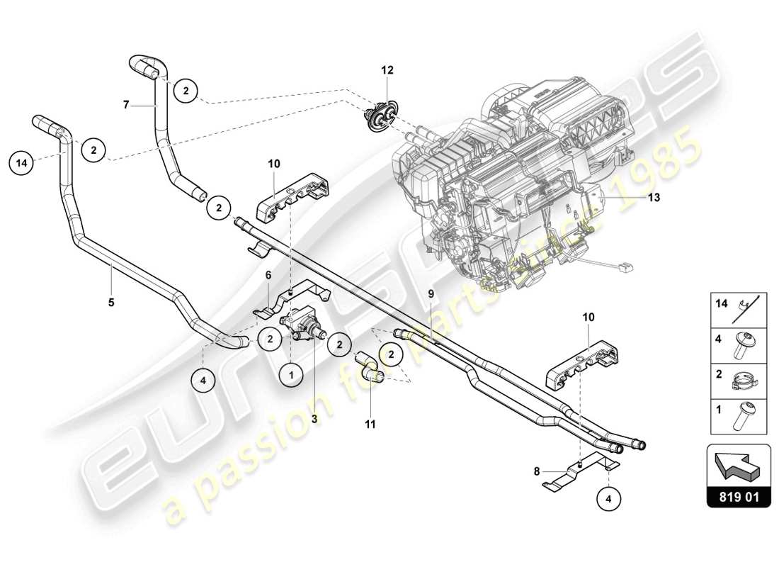 lamborghini lp720-4 coupe 50 (2014) impianto di riscaldamento a/c diagramma delle parti