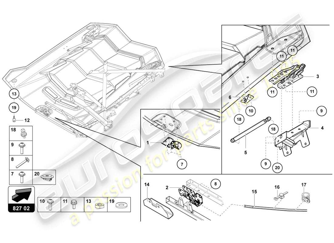 lamborghini lp720-4 coupe 50 (2014) copertura motore con isp. copertina diagramma delle parti