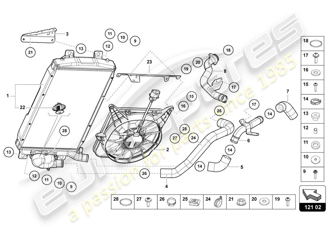 lamborghini 2014 (lp720-4 coupe 50) raffreddatore per liquido refrigerante schema delle parti