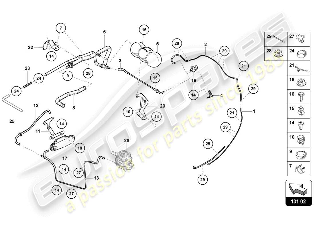 lamborghini lp720-4 coupe 50 (2014) schema delle parti del sistema di vuoto