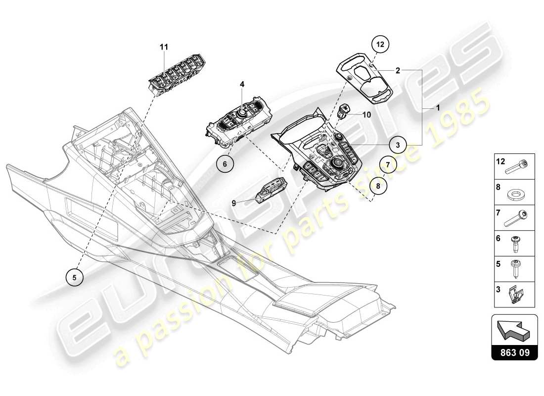 lamborghini 2014 (lp720-4 coupe 50) schema delle parti dell'unità interruttore