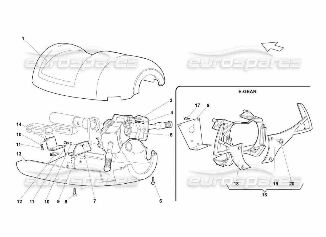lamborghini murcielago lp670 diagramma della parte dello sterzo
