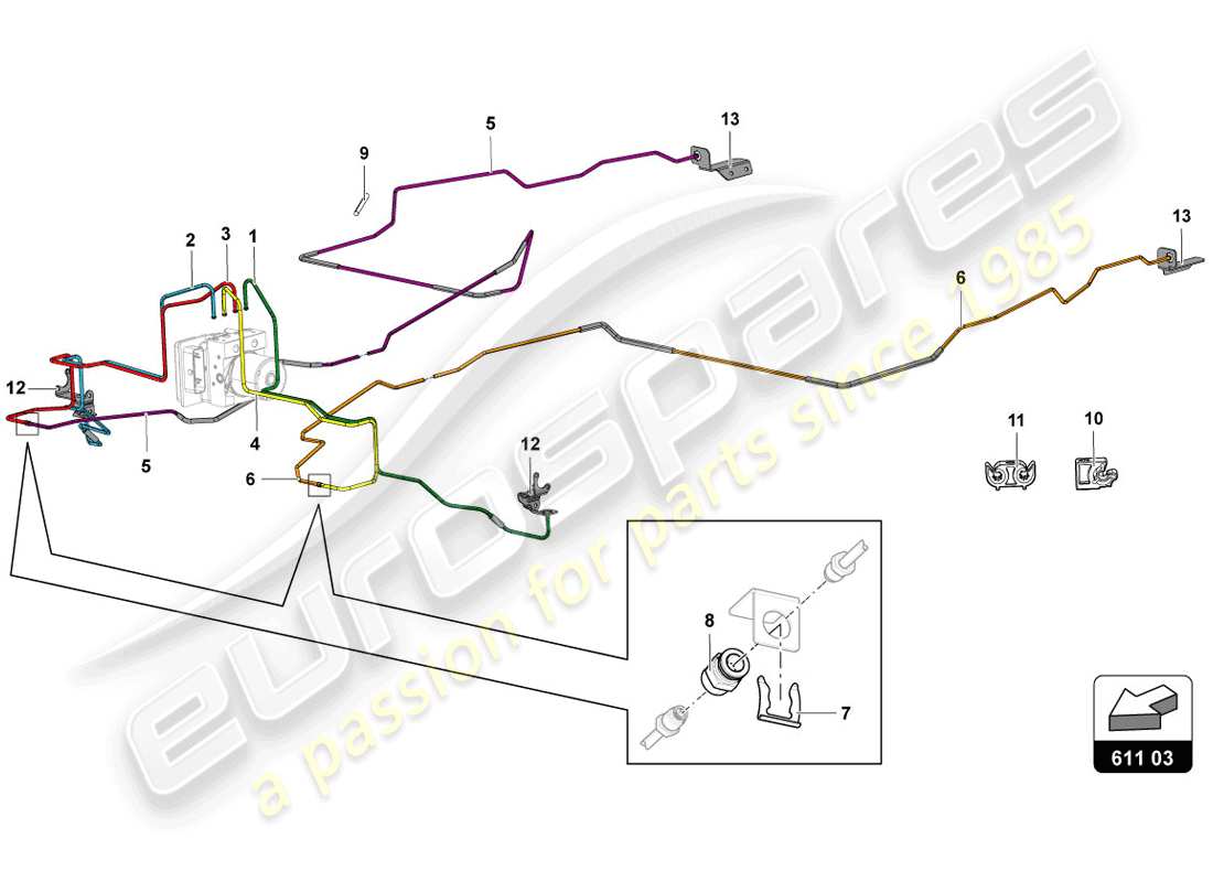 lamborghini 2014 (lp720-4 coupe 50) servofreno, tubi e sistema di depressione schema delle parti