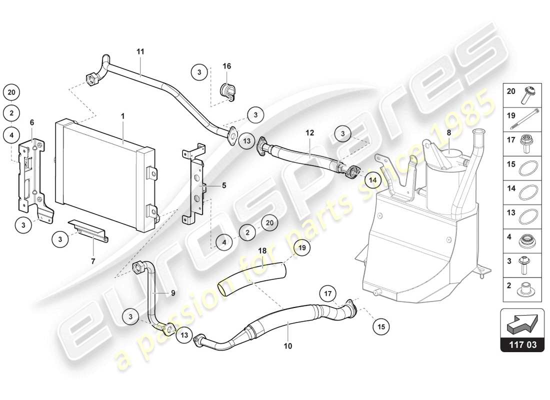 lamborghini lp720-4 coupe 50 (2014) raffreddatore dell'olio diagramma delle parti