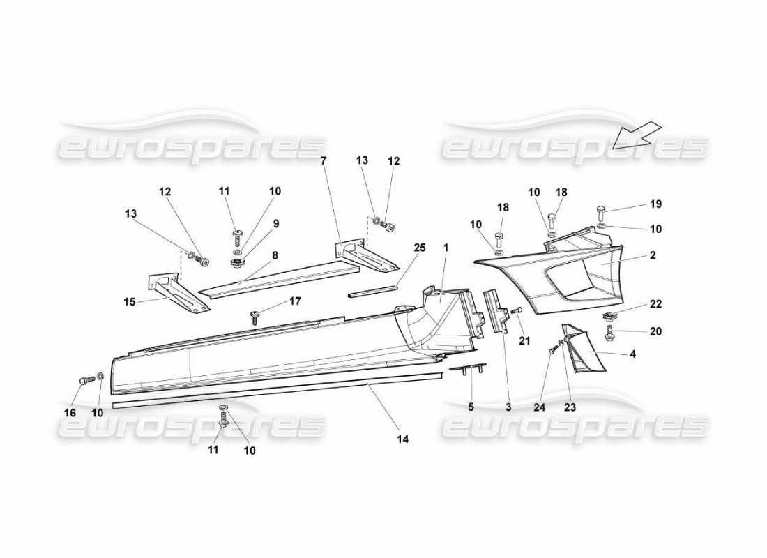 lamborghini murcielago lp670 longherone esterno sinistro diagramma delle parti