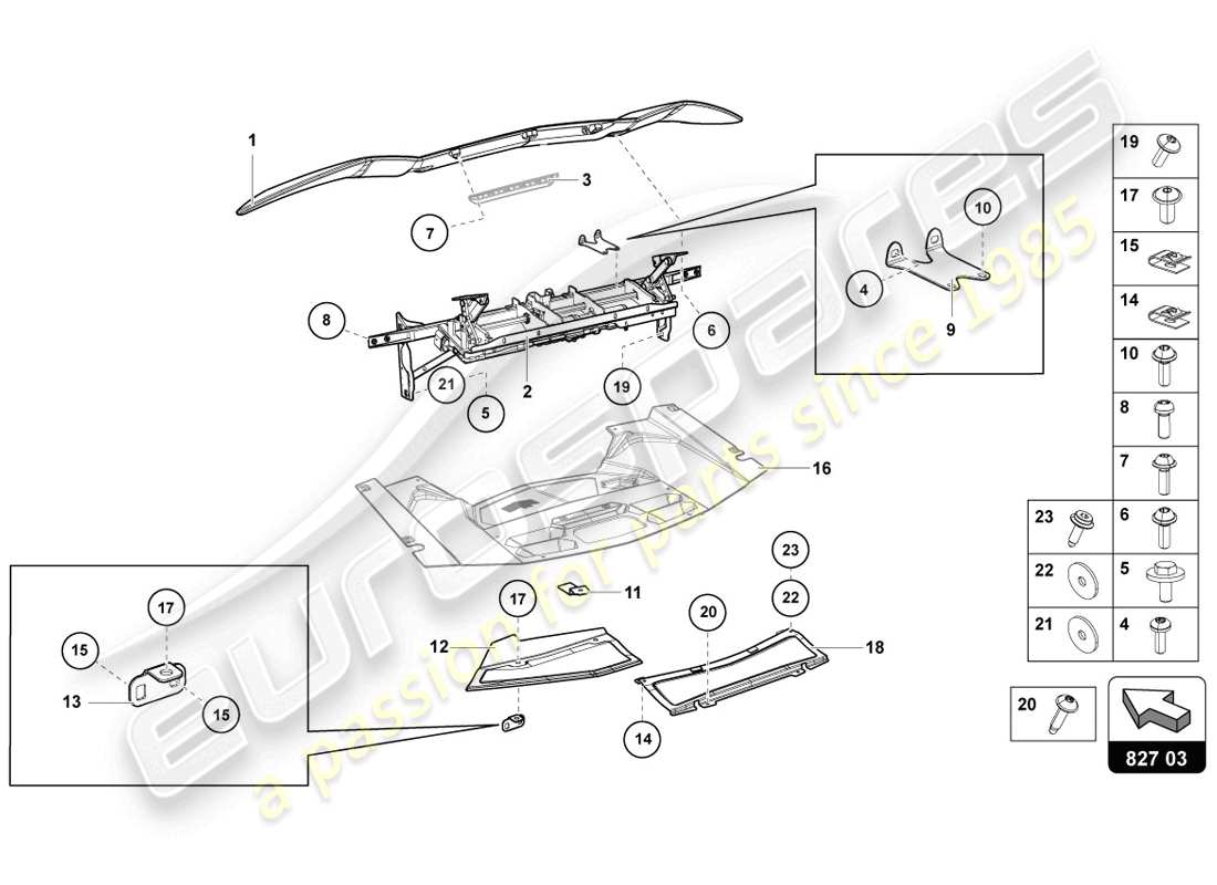 lamborghini lp720-4 coupe 50 (2014) spoiler posteriore diagramma delle parti
