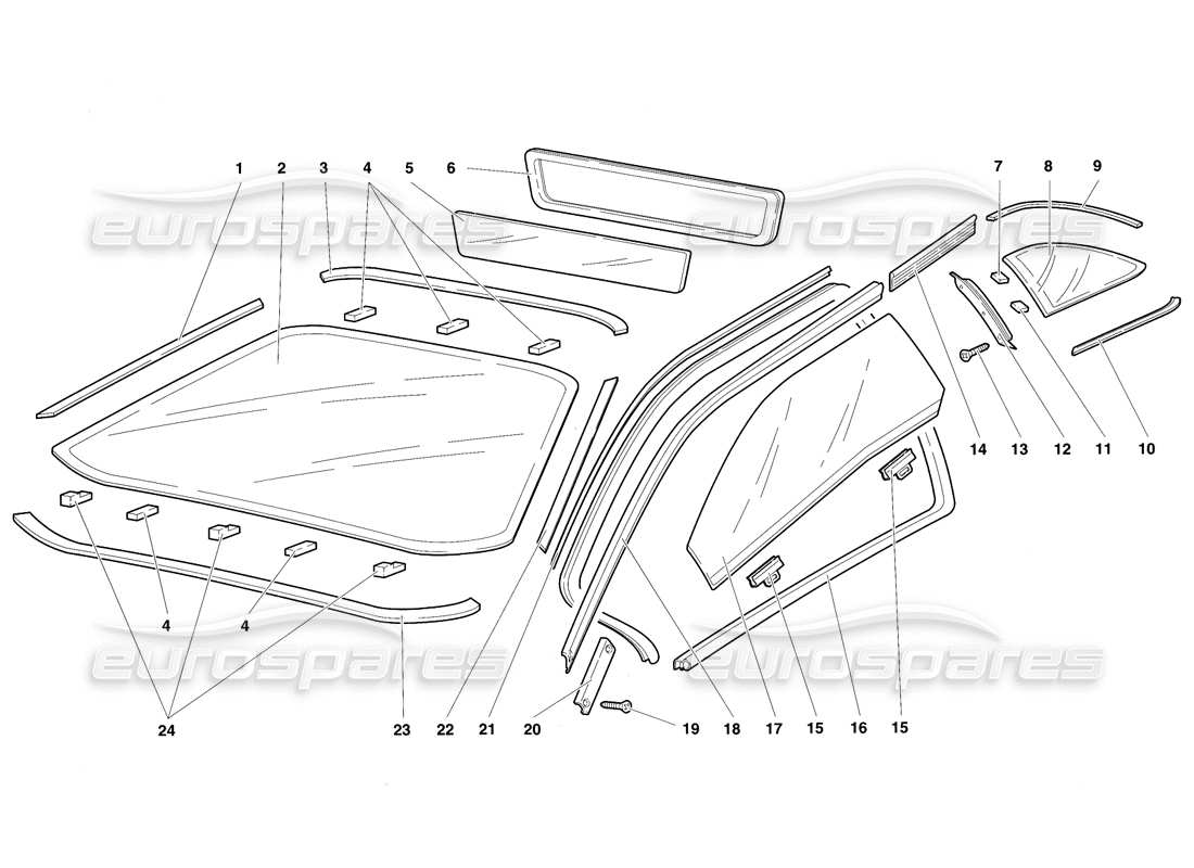 lamborghini diablo sv (1997) finestre diagramma delle parti