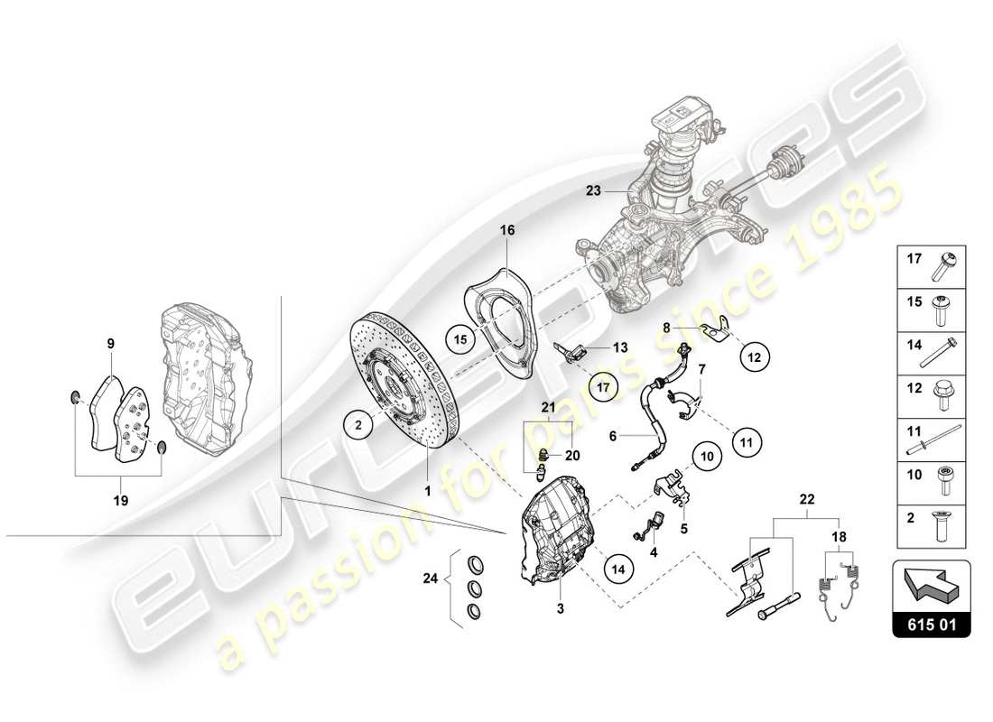 lamborghini 2020 (evo spyder 2wd) disco freno in ceramica schema delle parti