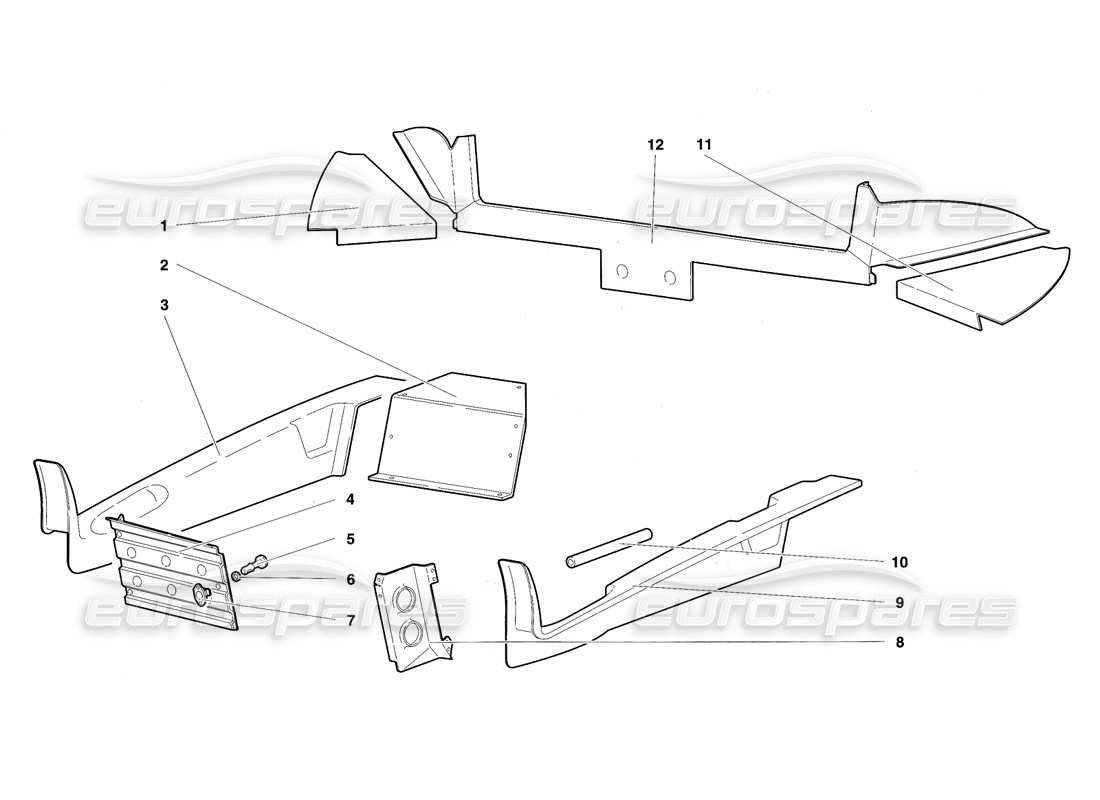 lamborghini diablo sv (1997) rifiniture dell'abitacolo diagramma delle parti