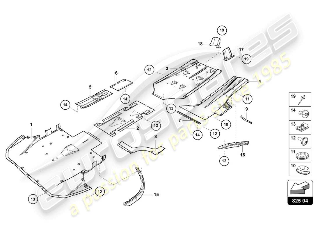 lamborghini 2020 (lp770-4 svj coupe) pannello di rivestimento per la sezione inferiore del telaio schema delle parti