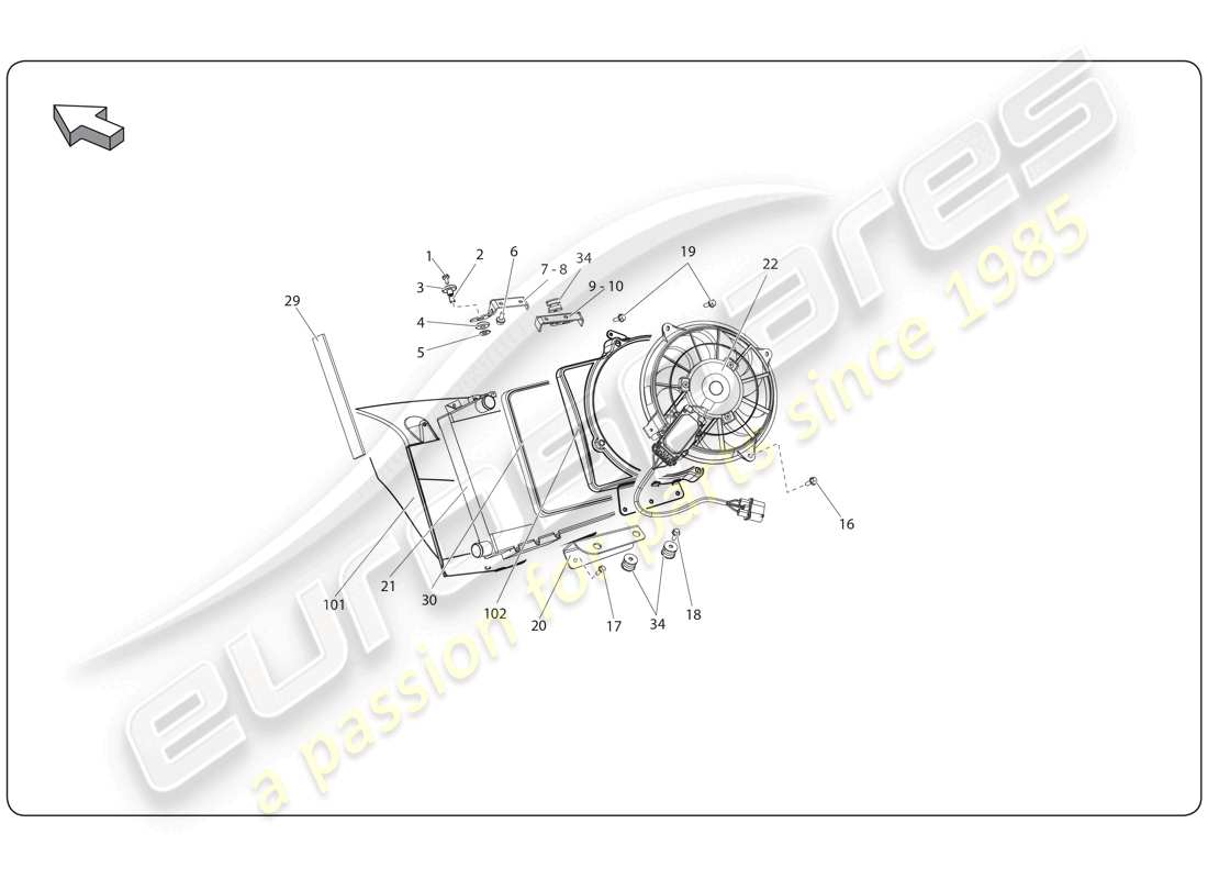 lamborghini super trofeo (2009-2014) diagramma delle parti del raffreddamento ad acqua