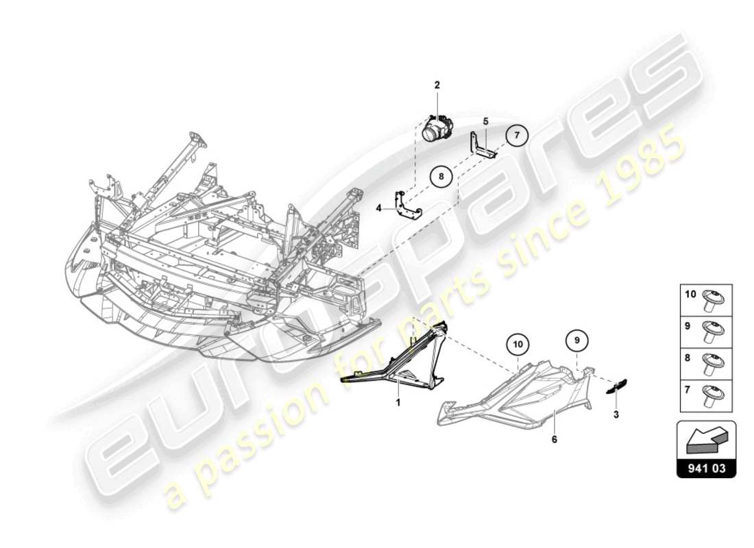 lamborghini sian (2020) diagramma delle parti dei fari