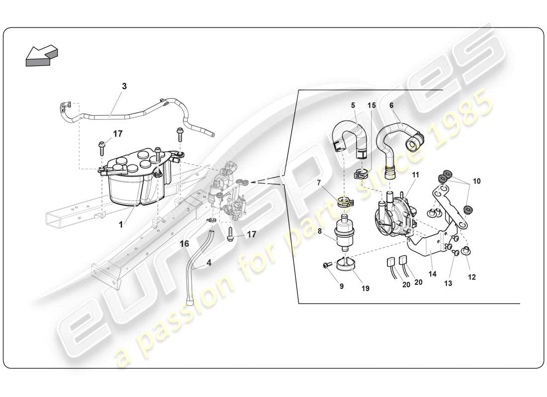 lamborghini super trofeo (2009-2014) schema delle parti del sistema di alimentazione