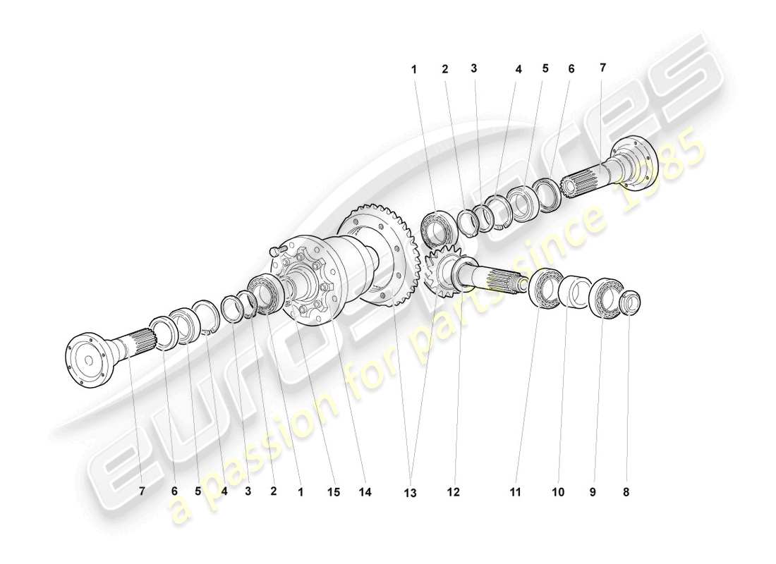 lamborghini murcielago coupe (2006) differenziale con corona e pignone anteriore schema parte