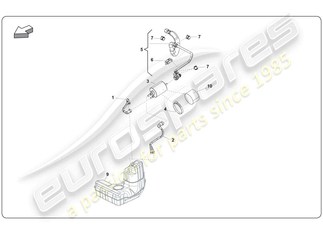 lamborghini super trofeo (2009-2014) sistema di alimentazione carburante diagramma delle parti