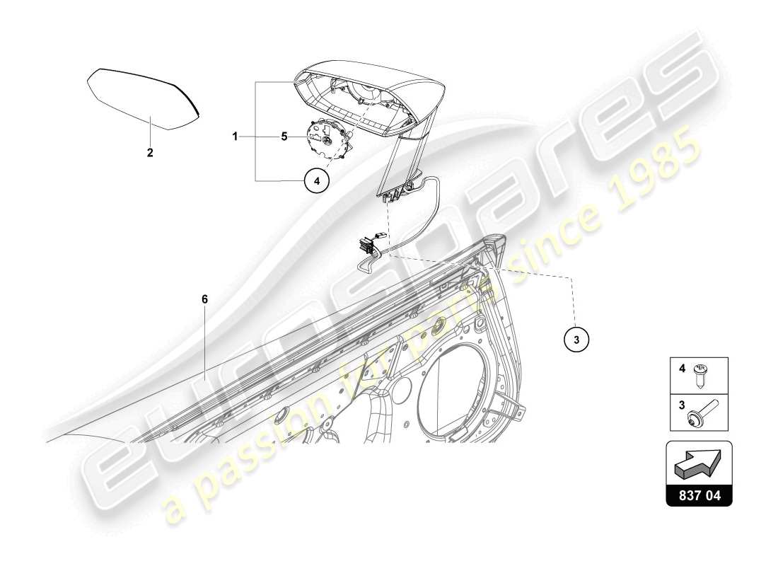 lamborghini lp720-4 coupe 50 (2014) specchio esterno schema delle parti