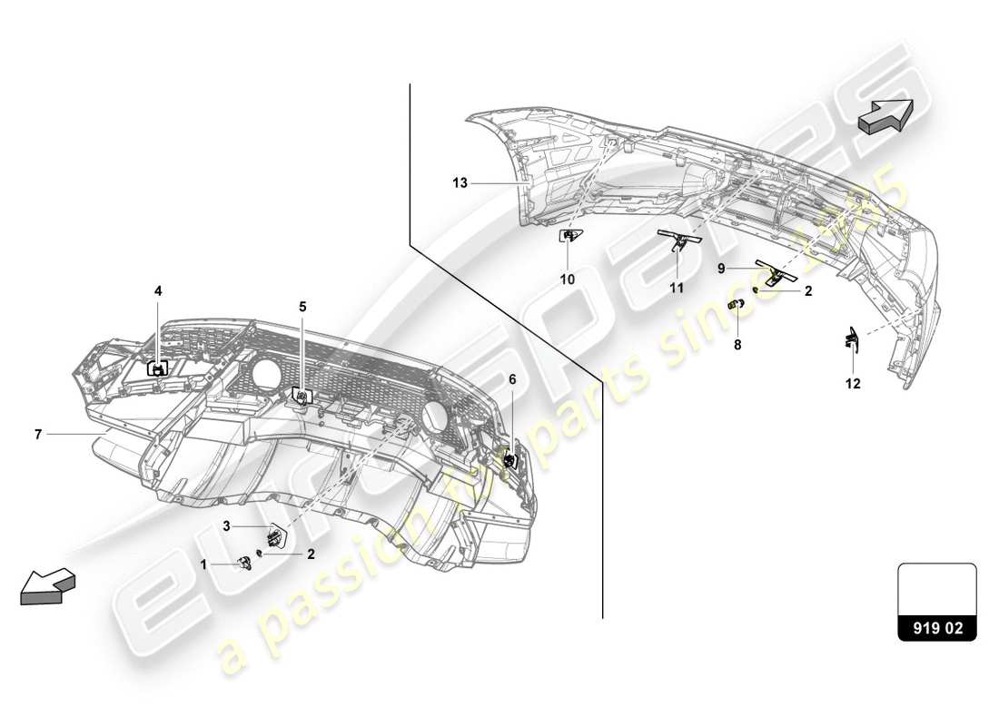 lamborghini 2020 (performante coupe) diagramma delle parti dei sensori