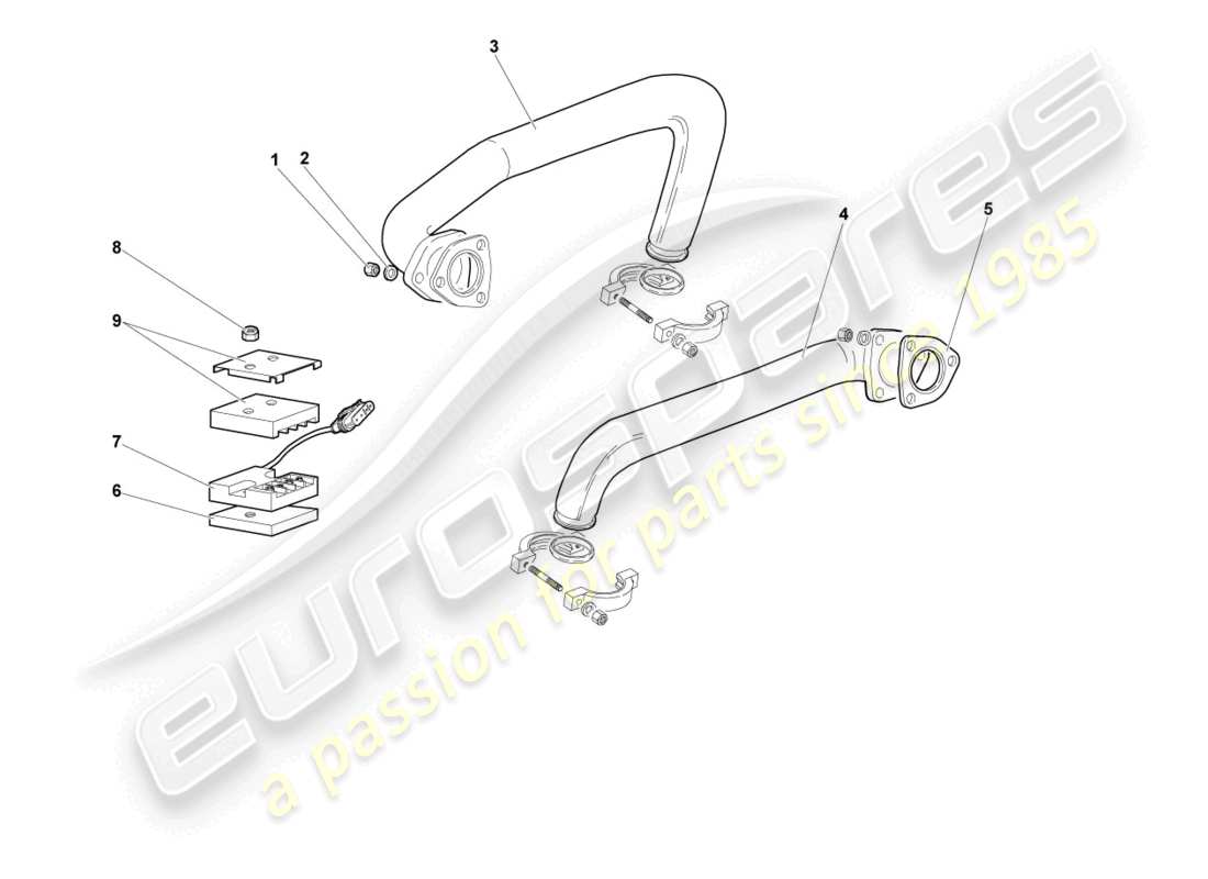 lamborghini murcielago roadster (2006) diagramma delle parti del sistema di scarico