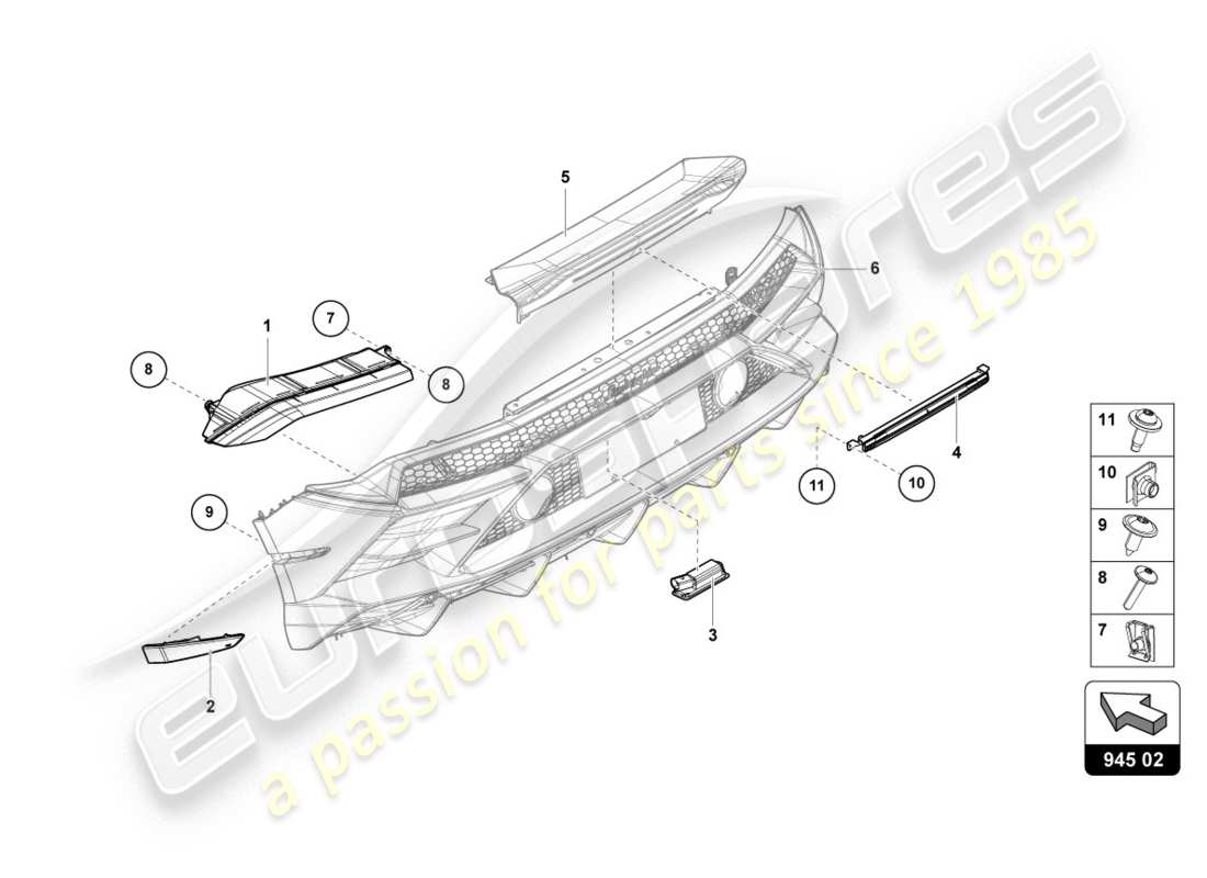 lamborghini evo coupe (2020) schema delle parti luce posteriore