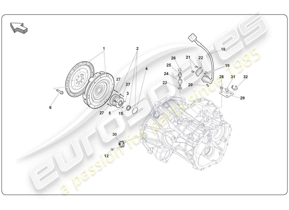 lamborghini super trofeo (2009-2014) diagramma della parte della frizione