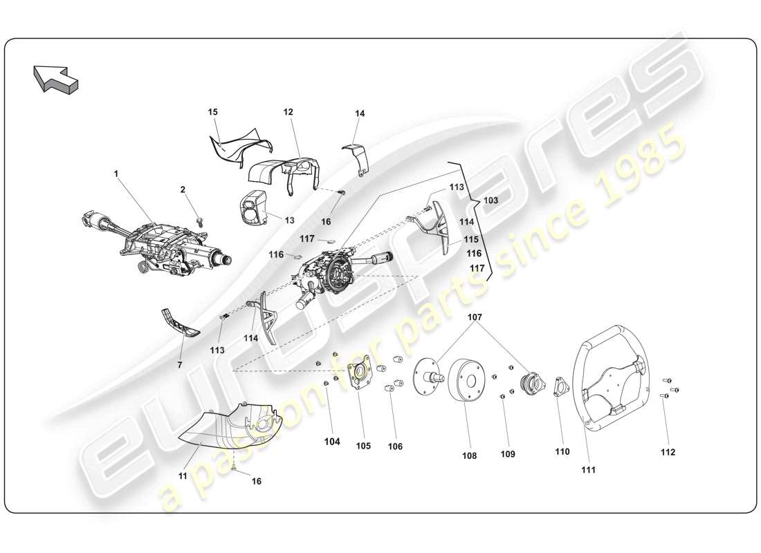 lamborghini super trofeo (2009-2014) volante schema delle parti