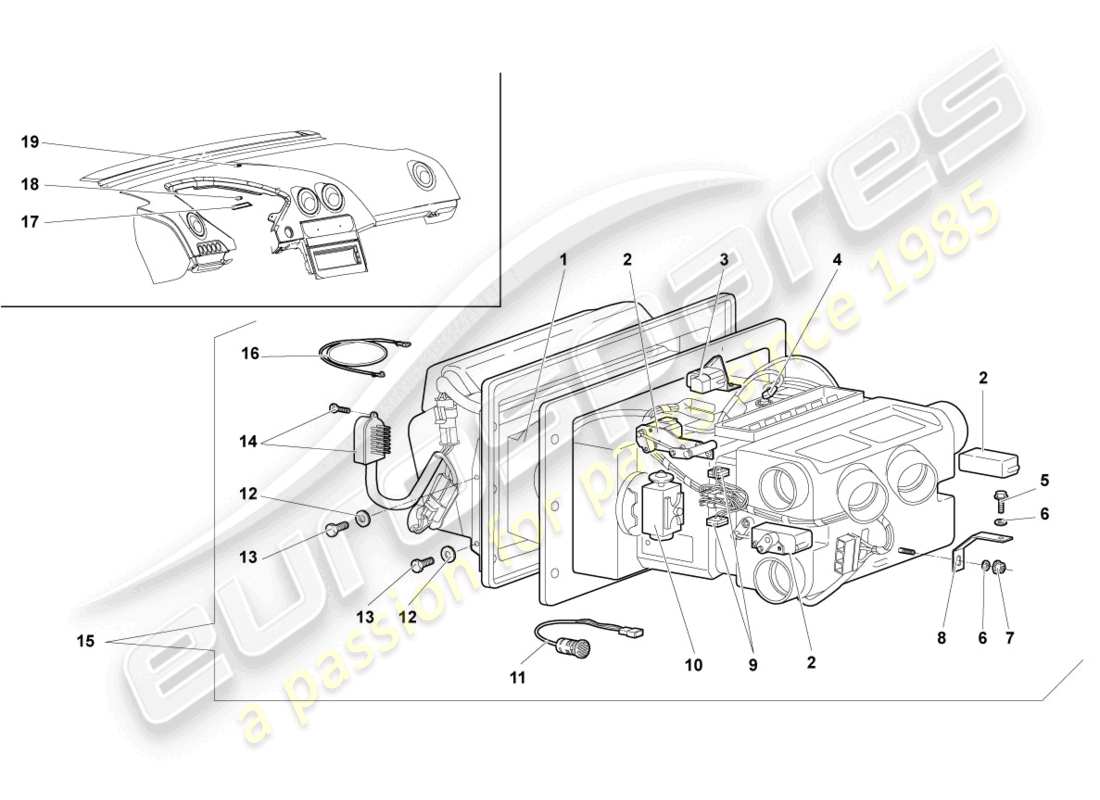 lamborghini murcielago coupe (2002) diagramma delle parti aria condizionata lhd