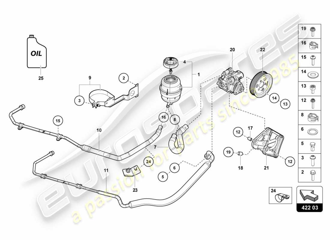 lamborghini 2012 (lp700-4 coupe)) schema delle parti della pompa elettrica del servosterzo