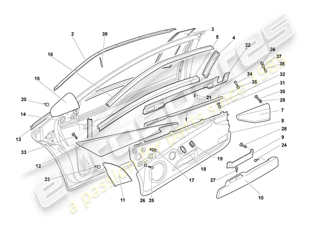 lamborghini murcielago coupe (2003) guida alla finestra schema delle parti