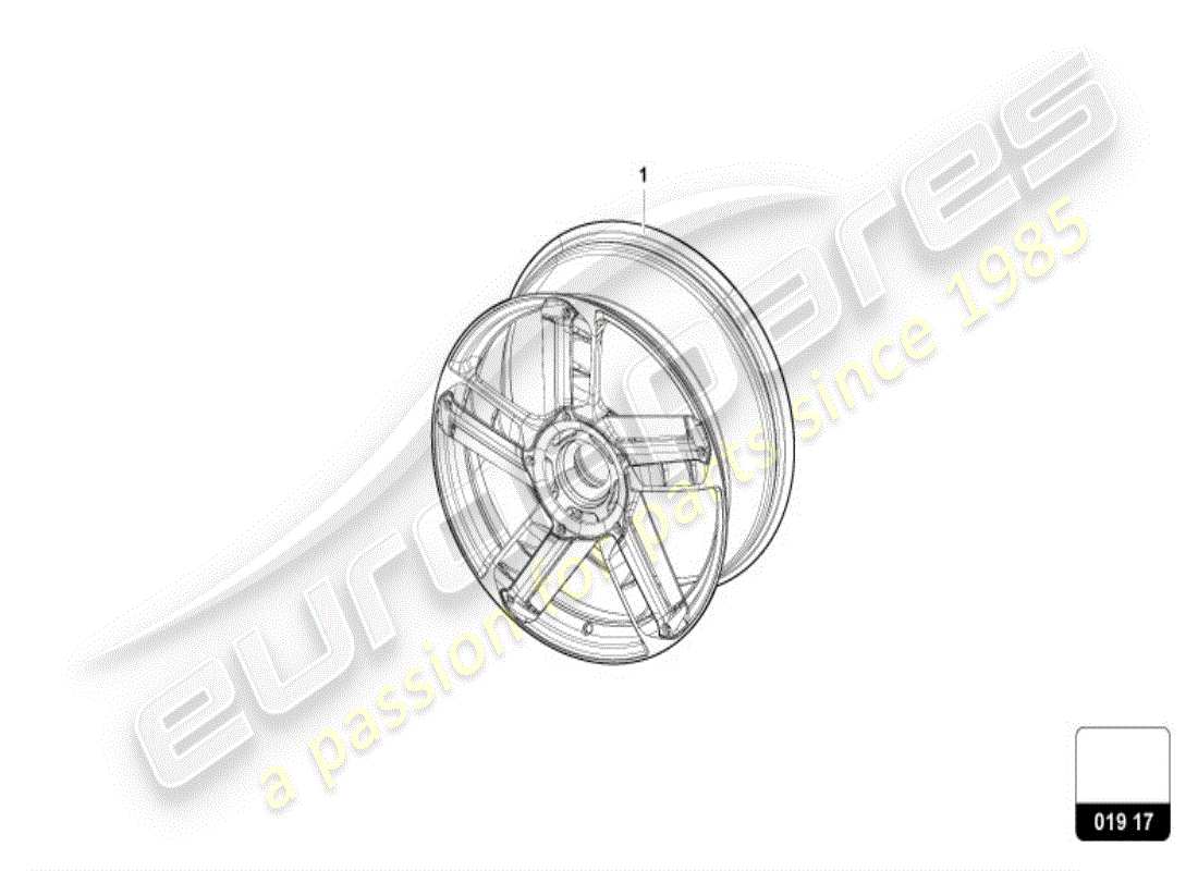 lamborghini huracan evo spyder (accessories) diagramma delle parti del cerchio in alluminio