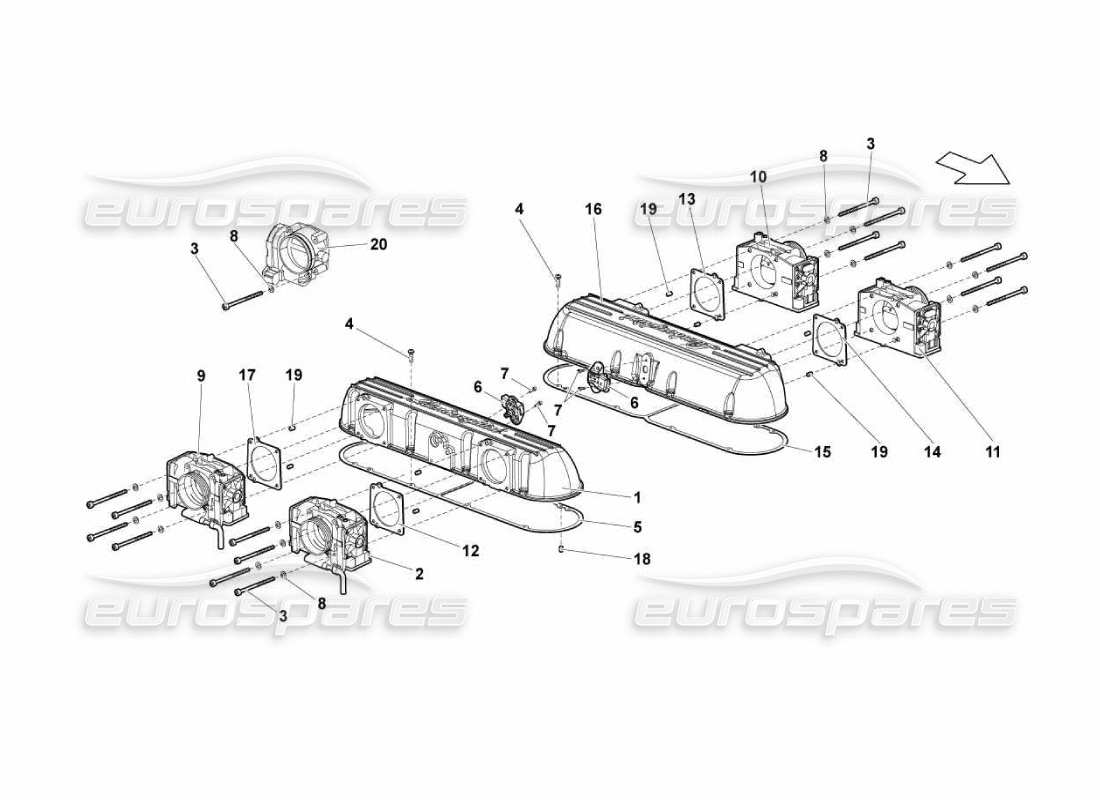 lamborghini murcielago lp670 collettore di aspirazione schema delle parti
