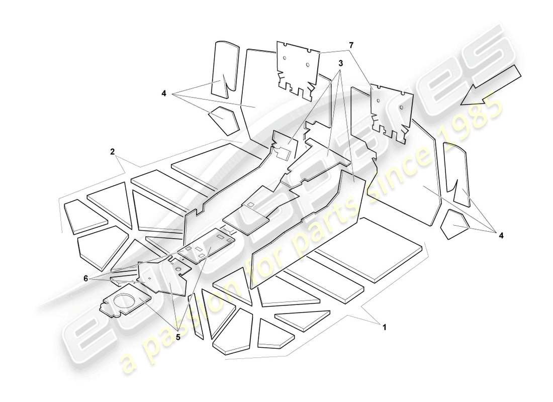 lamborghini murcielago coupe (2002) assorbitori acustici schema delle parti