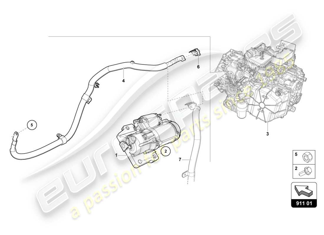 lamborghini performante spyder (2019) schema delle parti di starter