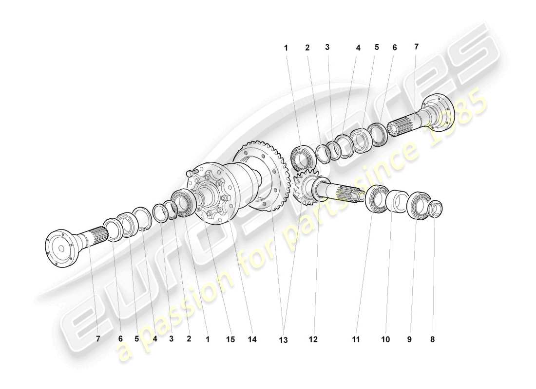 lamborghini murcielago coupe (2003) differenziale con corona e pignone anteriore schema parte