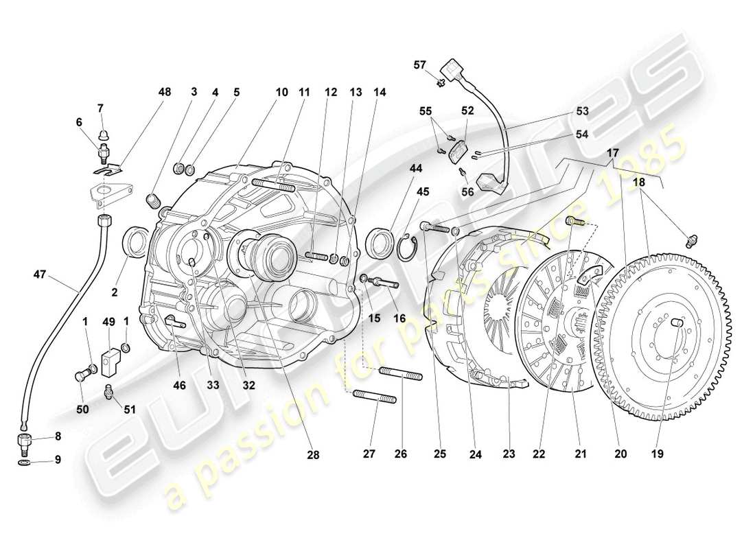 lamborghini murcielago coupe (2005) diagramma delle parti del giunto e-gear